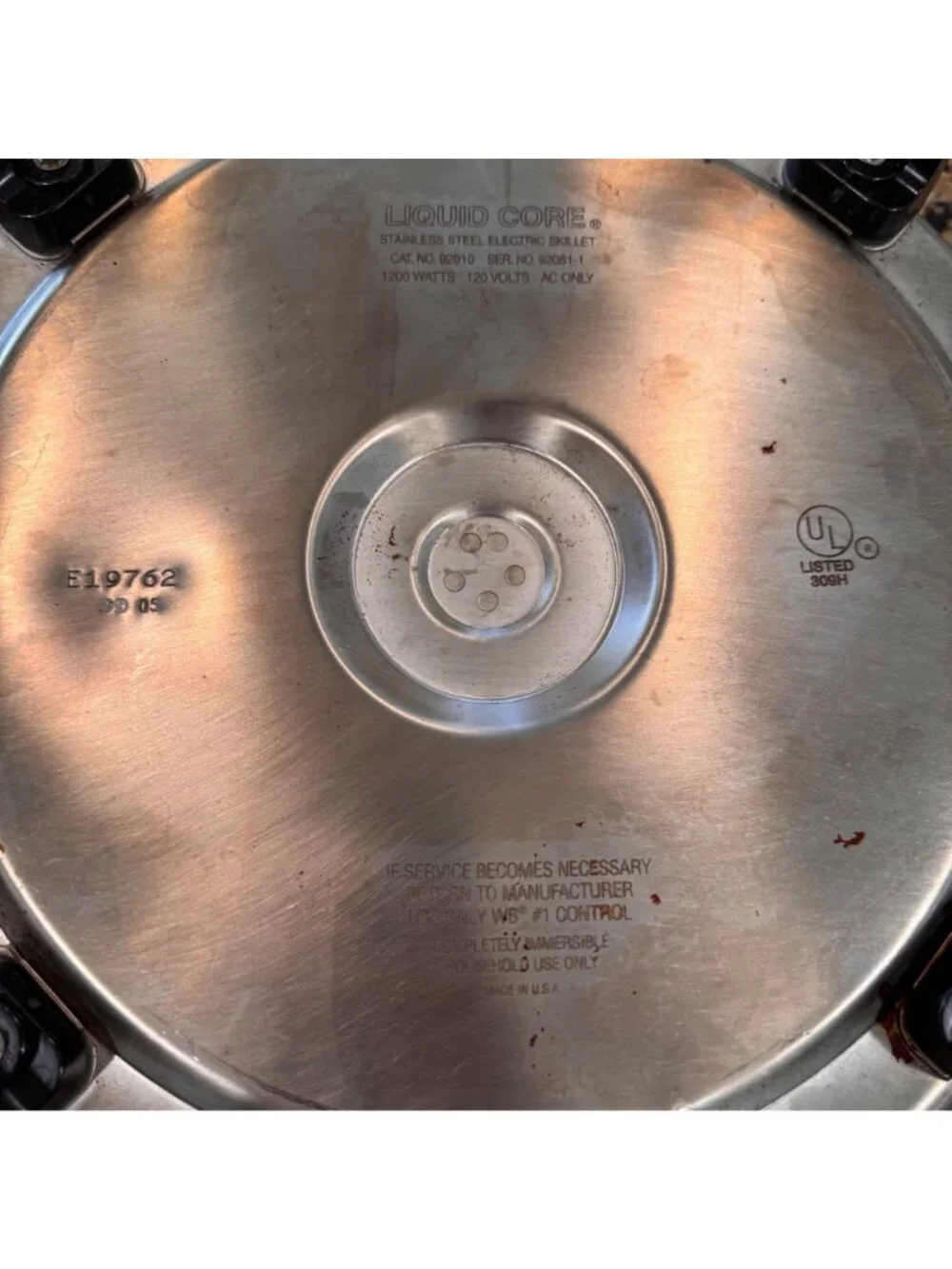 Liquid Core Stainless Steel Electric Skillet W/T Lid & Heat Control Unit Vintage